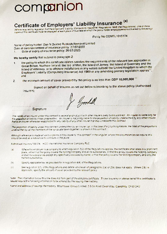 DunNDusted Rubbish Removals Waste Clearance Durham Licence